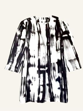 ✨ Chico’s - Black & White | Abstract Open-Front Jacket |Size 00
